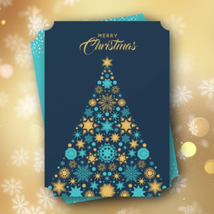 Moderne kerstboom plat feestdagenkaart