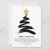 Moderne Kerstboom Plat Zwart en Wit Feestdagenkaart (Voorkant)