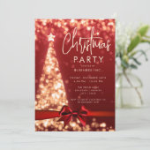 Moderne Kerstboom Red Gold Corporate Party Kaart (Staand voorkant)