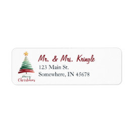 Moderne Kerstboom Retouradreslabel met Kwaststreek Etiket