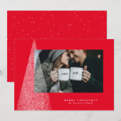 Moderne kerstboom rode foto feestdagenkaart (Voorkant / Achterkant)