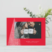 Moderne kerstboom rode foto feestdagenkaart (Staand voorkant)