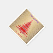 Moderne Kerstboom Rode Gouden Naam Ornamenten Servet (Hoek)