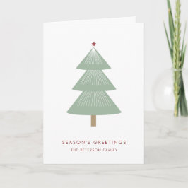 Moderne Kerstboom Rode Ster Eenvoudig Feestdagen Kaart