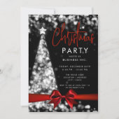 Moderne Kerstboom Rode Zilveren Corporate Party Kaart (Voorkant)