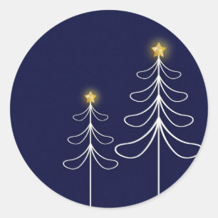Moderne kerstboom ronde sticker