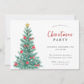 Moderne Kerstboom Rood Goud Partij Kaart (Voorkant)