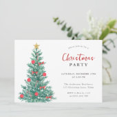 Moderne Kerstboom Rood Goud Partij Kaart (Staand voorkant)