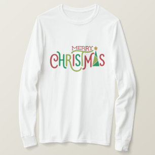 Moderne kerstboom rood groen t-shirt