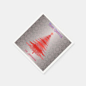 Moderne kerstboom rood zilver naam Ornamenten Servet (Hoek)