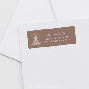 Moderne kerstboom schets boog Boho adres Etiket