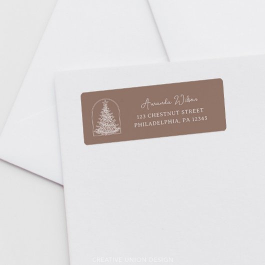 Moderne kerstboom schets boog Boho adres Etiket