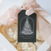 Moderne Kerstboom Schets Boog Boho Vakantie Cadeaulabel