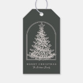 Moderne Kerstboom Schets Boog Boho Vakantie Cadeaulabel (Voorkant)