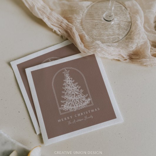 Moderne Kerstboom Schets Boog Boho Vakantie Servet