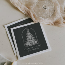 Moderne Kerstboom Schets Boog Boho Vakantie Servet