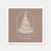 Moderne Kerstboom Schets Boog Boho Vakantie Servet (Voorkant)