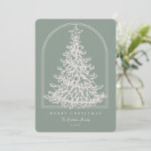 Moderne kerstboom schets boog niet foto feestdagenkaart (Staand voorkant)