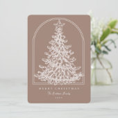 Moderne kerstboom schets boog niet foto feestdagenkaart (Staand voorkant)
