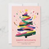 Moderne Kerstboom Schilderen Custom Photo Feestdagenkaart (Voorkant)