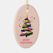 Moderne Kerstboom Schilderen Custom Photo Keramisch Ornament (Rechts)