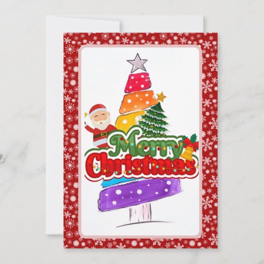 Moderne kerstboom schilderen kleurrijk feestdagenkaart (Voorkant)