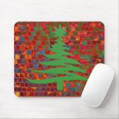 Moderne Kerstboom Sjabloon Print Groen Muismat (Met muis)