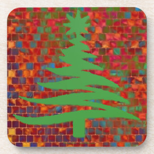 Moderne Kerstboom Sjabloon Print Groen Onderzetter