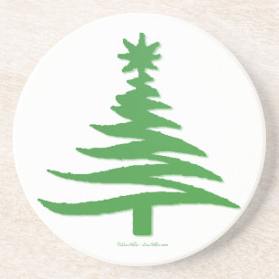 Moderne Kerstboom Sjabloon Print Groen Zandsteen Onderzetter