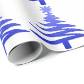 Moderne Kerstboom Sjabloonprint Blauw Cadeaupapier (Rol Hoek)