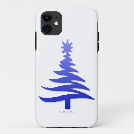 Moderne Kerstboom Sjabloonprint Blauw Case-Mate iPhone Case (Achterkant)
