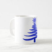 Moderne Kerstboom Sjabloonprint Blauw Koffiemok (Voorkant links)