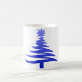 Moderne Kerstboom Sjabloonprint Blauw Koffiemok (Center)