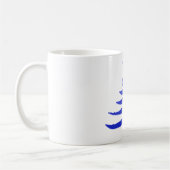 Moderne Kerstboom Sjabloonprint Blauw Koffiemok (Links)