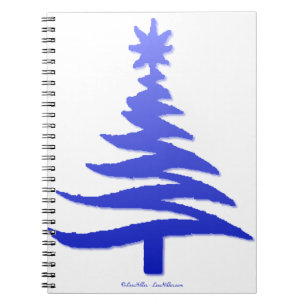 Moderne Kerstboom Sjabloonprint Blauw Notitieboek