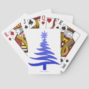 Moderne Kerstboom Sjabloonprint Blauw Speelkaarten