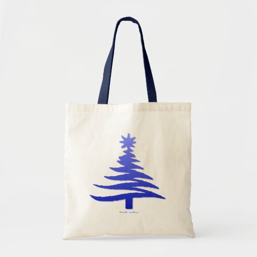 Moderne Kerstboom Sjabloonprint Blauw Tote Bag (Voorkant)