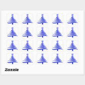 Moderne Kerstboom Sjabloonprint Blauw Vierkante Sticker (Vel)