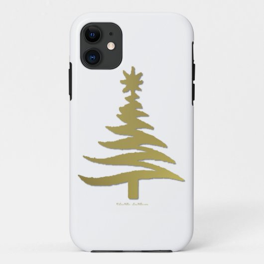 Moderne Kerstboom Sjabloonprint Goud Case-Mate iPhone Case (Achterkant)
