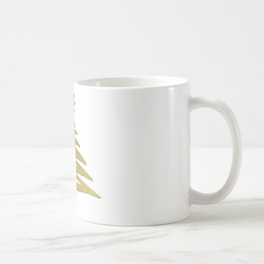 Moderne Kerstboom Sjabloonprint Goud Koffiemok (Rechts)