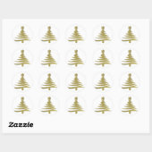 Moderne Kerstboom Sjabloonprint Goud Ronde Sticker (Vel)