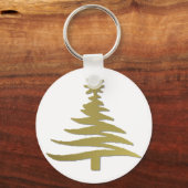 Moderne Kerstboom Sjabloonprint Goud Sleutelhanger (Voorkant)