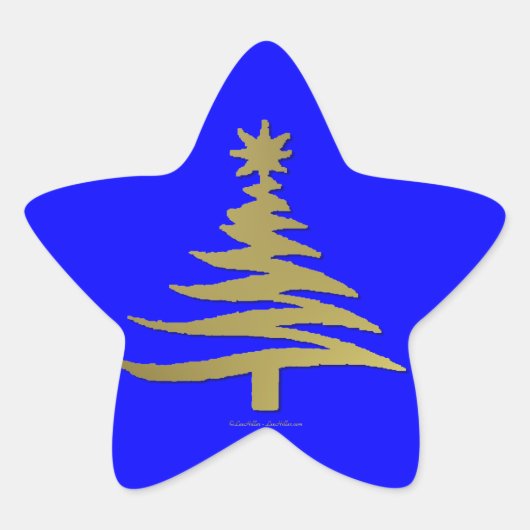 Moderne Kerstboom Sjabloonprint Goud Ster Sticker (Voorkant)