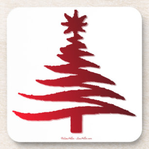 Moderne Kerstboom Sjabloonprint Rood Drankjes Onderzetter