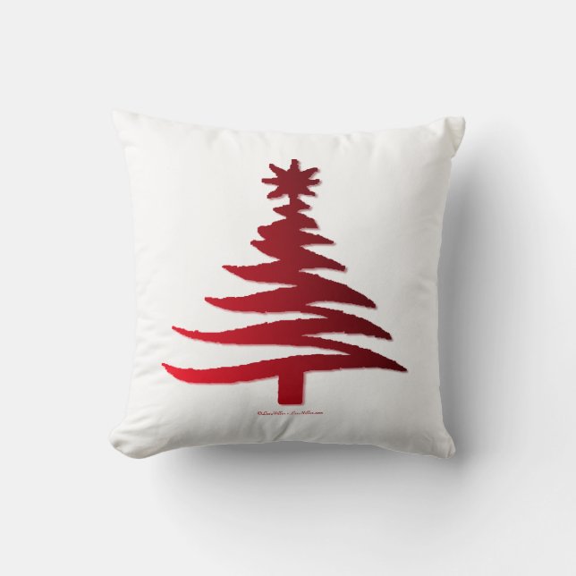 Moderne Kerstboom Sjabloonprint Rood Kussen (Voorkant)