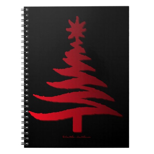 Moderne Kerstboom Sjabloonprint Rood Notitieboek (Voorkant)