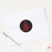 Moderne Kerstboom Sjabloonprint Rood Ronde Sticker (Envelop)