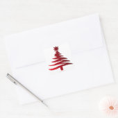 Moderne Kerstboom Sjabloonprint Rood Vierkante Sticker (Envelop)