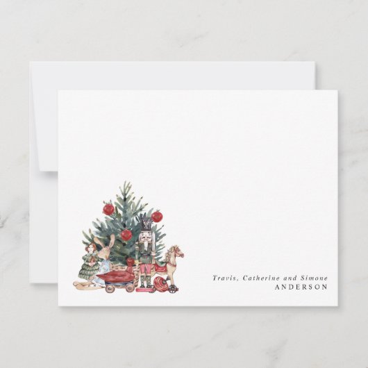 Moderne Kerstboom Speelgoed Notenkraker Vakantie Notitiekaartje (Voorkant)