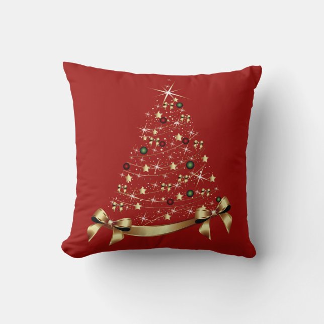 Moderne kerstboom sterren Ornament gouden boog Kussen (Voorkant)